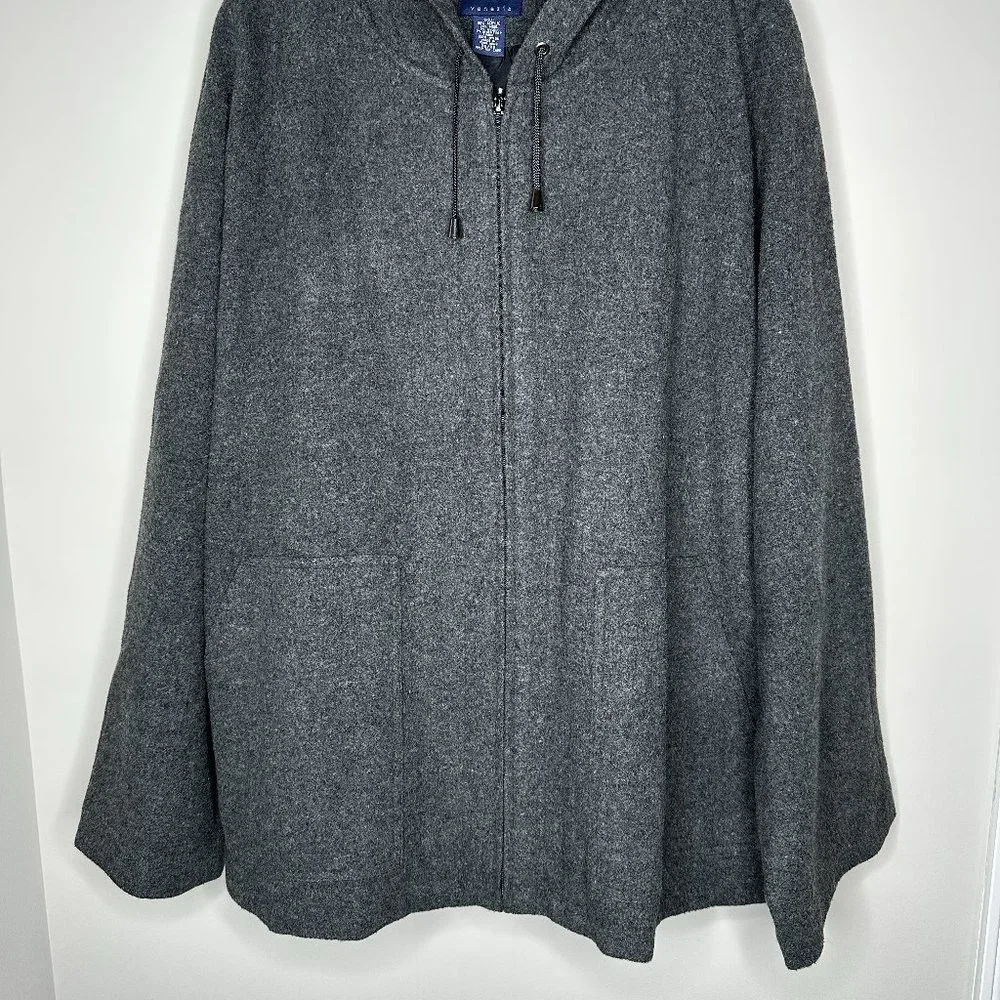 Venezia Size 26/28 Gray Grey Acrylic Blend Hooded Jacket - Picture 2 of 6